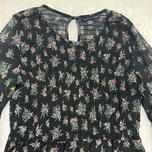 American Eagle Floral Bohemian Bell Sleeve Shirt Women’s Sz XSmall Sheer Flowy - Picture 5 of 10